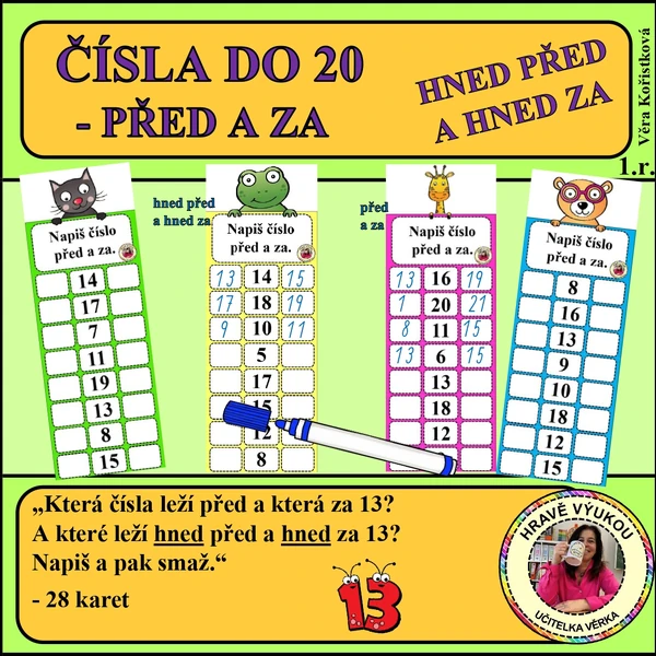 ČÍSLA DO 20 – PŘED A ZA