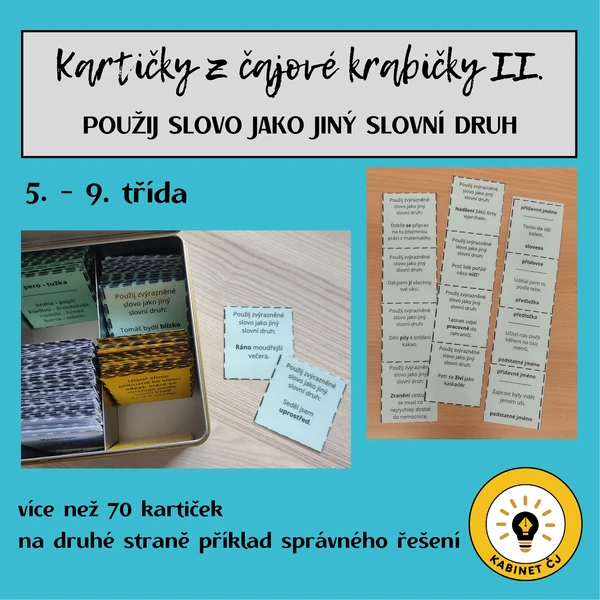 Kartičky z čajové krabičky II. - Použij slovo jako jiný slovní druh