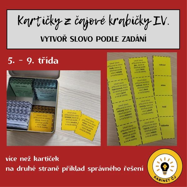 Kartičky z čajové krabičky III. - Vytvoř slovo podle zadání