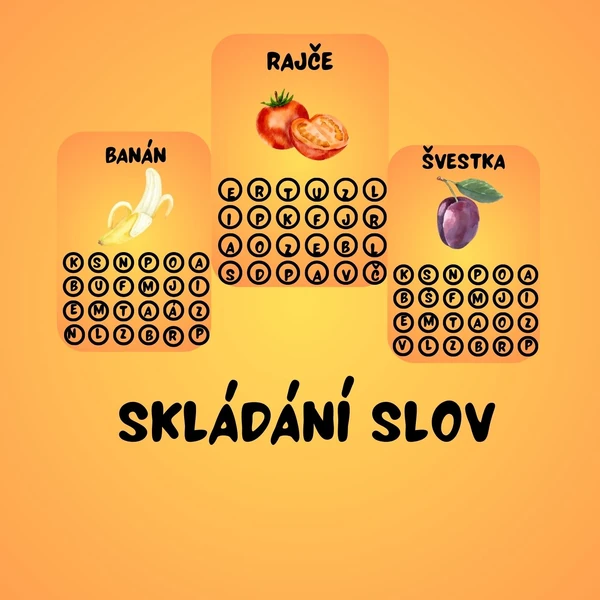 Skládání slov - ovoce a zelenina