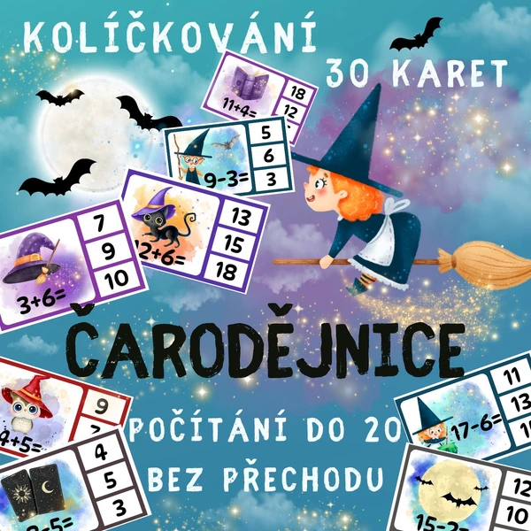 ČARODĚJNICE - KOLÍČKOVÁNÍ (+ a - DO 20 BEZ PŘECHODU)