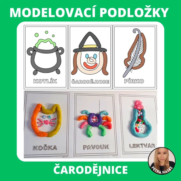 Čarodějnice - modelovací podložky (omalovánky)