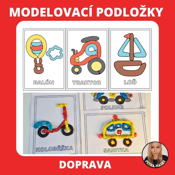 Doprava - modelovací podložky (omalovánky)