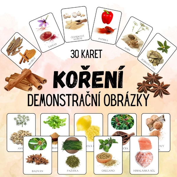 KOŘENÍ - Demonstrační obrázky (jídlo)