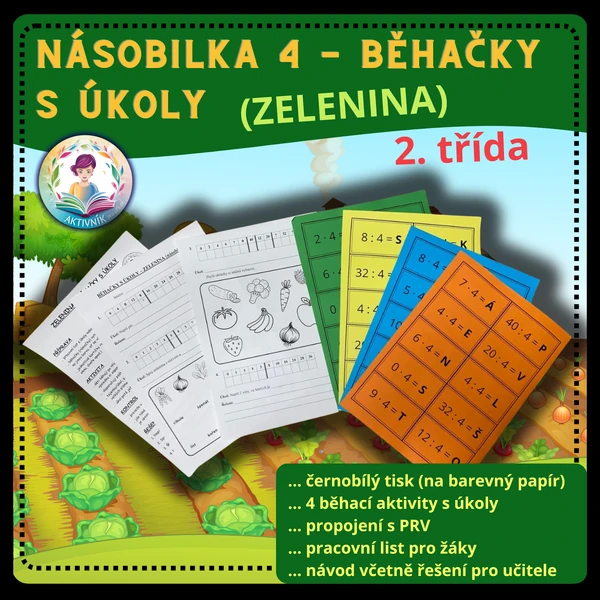 NÁSOBILKA 4 - běhačky s úkoly - ZELENINA