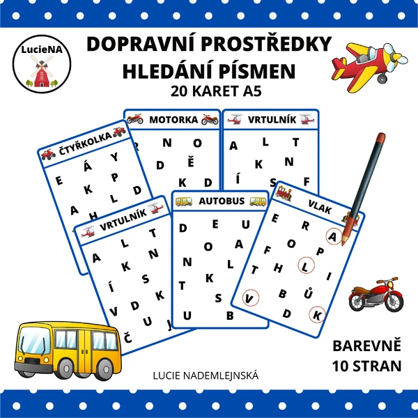 Dopravní prostředky - hledání písmen