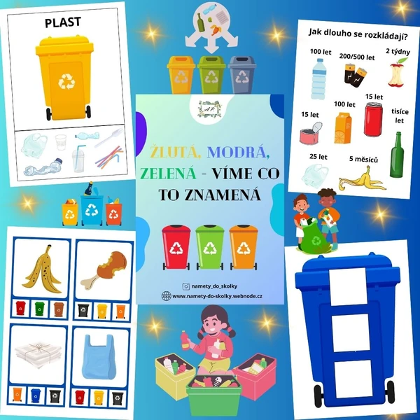 Žlutá, modrá, zelená - víme, co to znamená (třídění odpadů)
