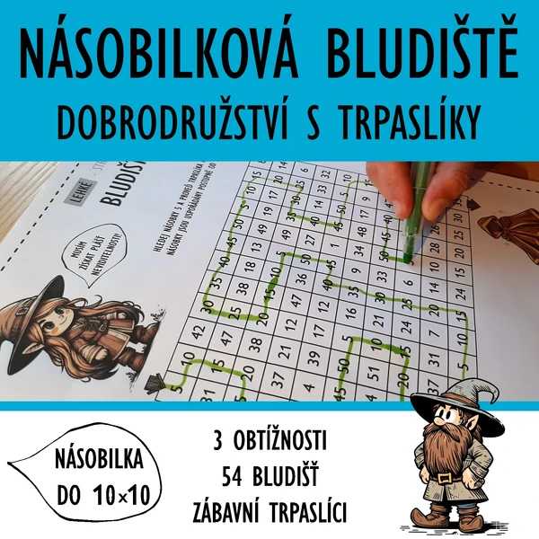 Násobilka bludiště - dobrodružství s trpaslíky, všechny obtížnosti
