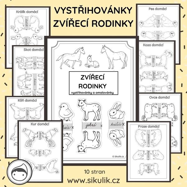 Vystřihovánky a omalovánky zvířátka ze statku (rodinky)