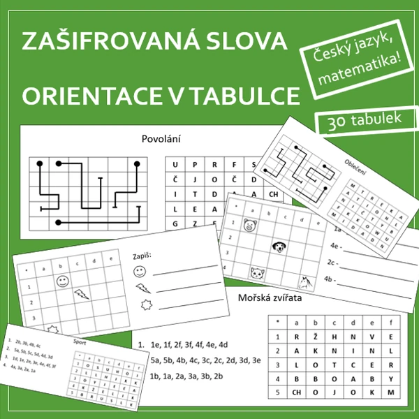 Zašifrovaná slova - orientace v tabulce