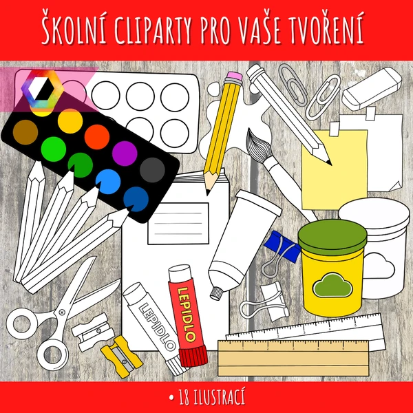 Cliparty se školními potřebami