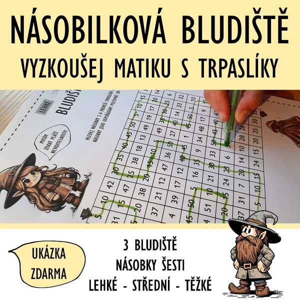 Násobilková bludiště - vyzkoušej matiku s trpaslíky