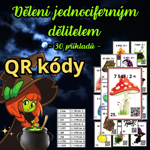 Dělení jednociferným dělitelem - ČARODĚJNICE