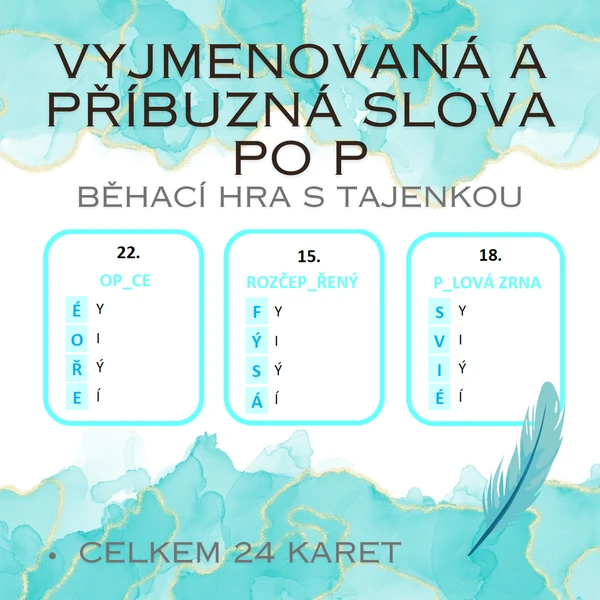 Vyjmenovaná a příbuzná slova po P - běhací hra s tajenkou