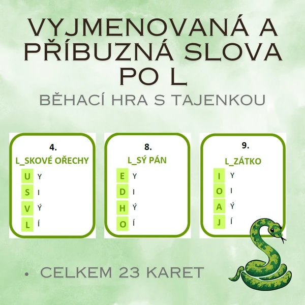 Vyjmenovaná a příbuzná slova po L - běhací hra s tajenkou