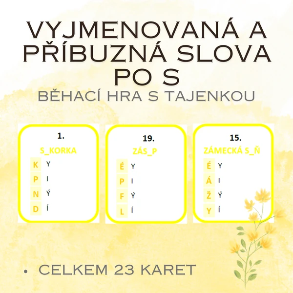 Vyjmenovaná a příbuzná slova po S - běhací hra s tajenkou
