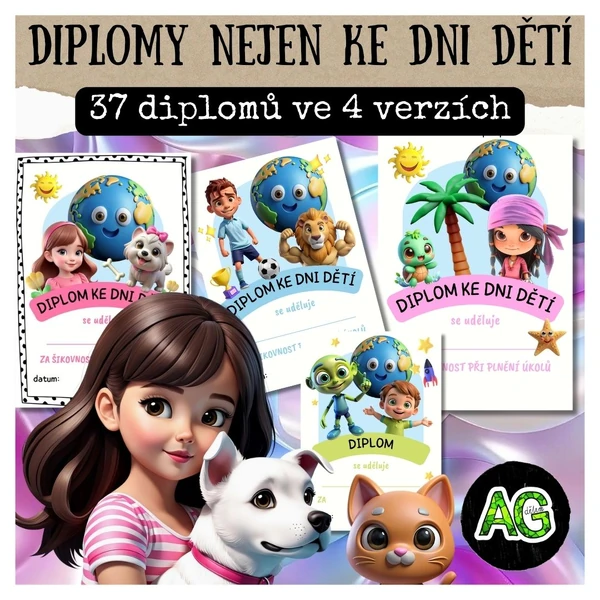 DIPLOMY - 37! diplomů, 4 verze - NEJEN DEN DĚTÍ