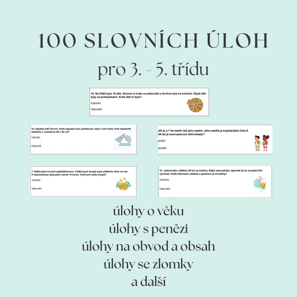 100 slovních úloh pro 3.-5. třídu