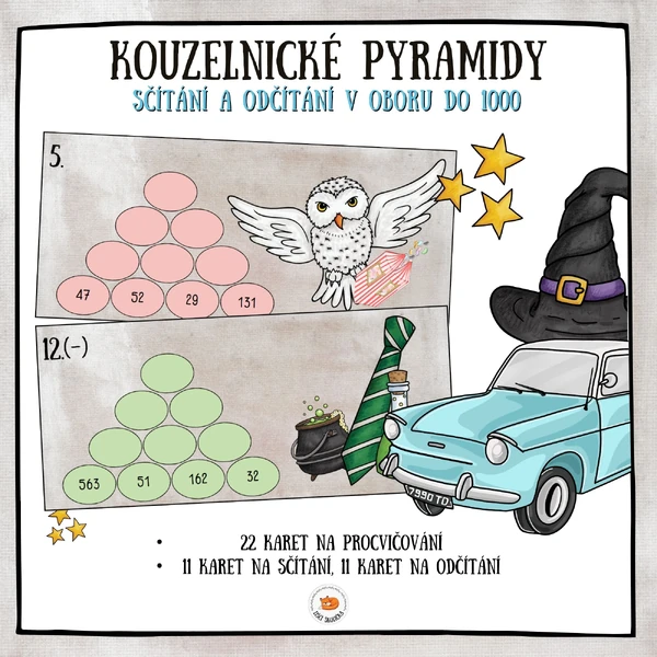Sčítání a odčítání do 1000 - Kouzelnický svět