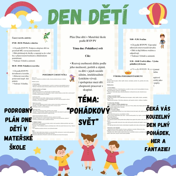 Pohádkový svět - podrobný plán dne dětí v mateřské škole 