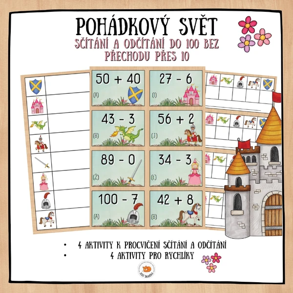 Sčítání a odčítání do 100 - Pohádkový svět