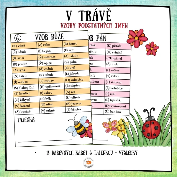 Vzory podstatných jmen - V trávě