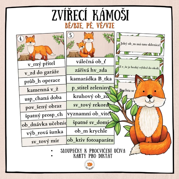 Bě/bje, pě, vě/vje - zvířecí kámoši