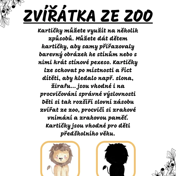 Zvířata ze zoo (stíny)