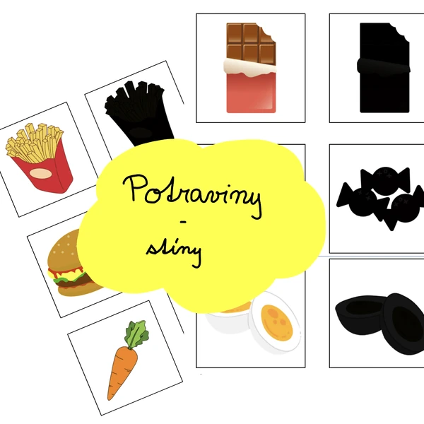 Potraviny - barevné obrázky + stíny