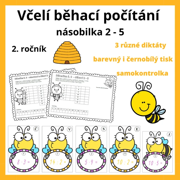 Včelí běhací počítání - násobilka 2 - 5