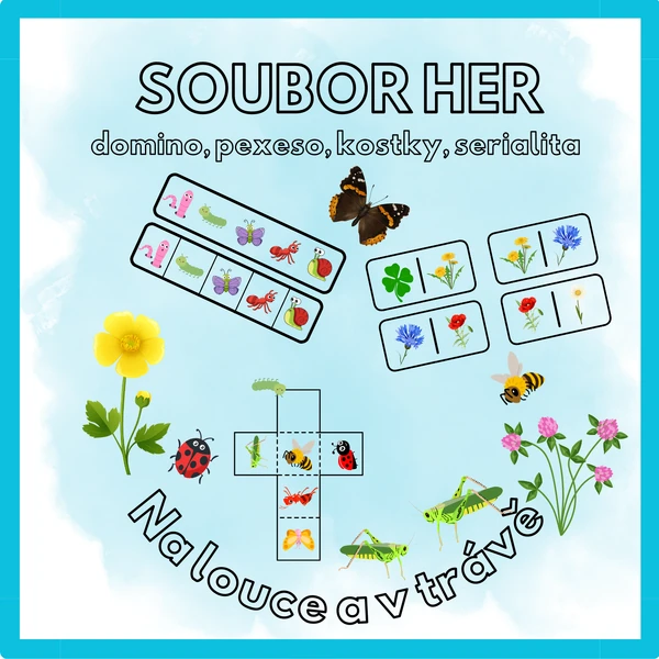 Soubor her - na louce a v trávě