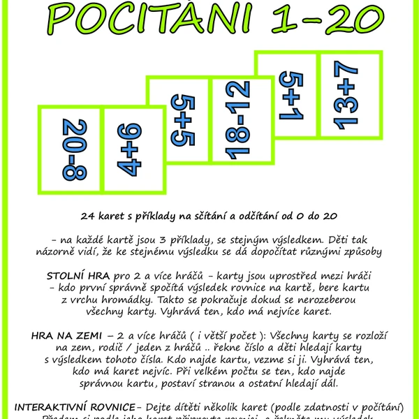 POČÍTÁNÍ DO 20 - DOMINO