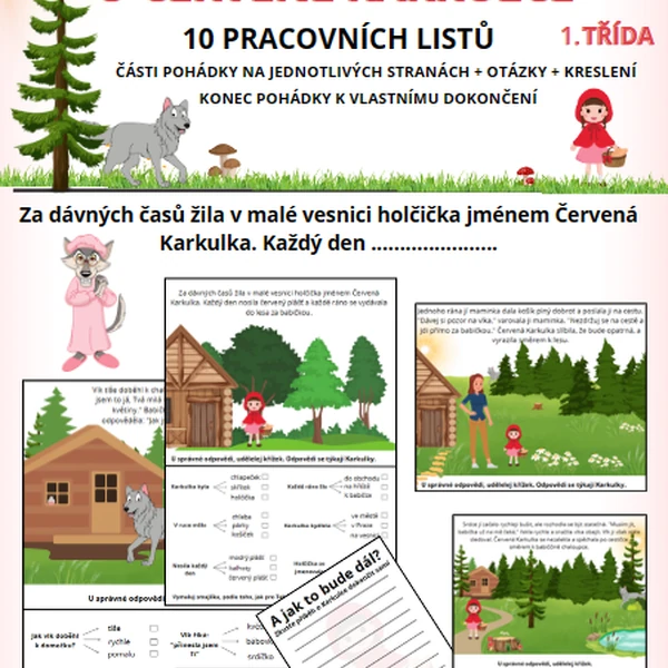 O ČERVENÉ KARKULCE - čtení s porozuměním 1. třída