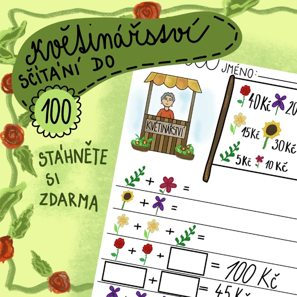Květinářství (sčítání do 100)