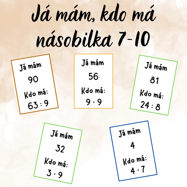 Násobilka 7-10 - Já mám, kdo má