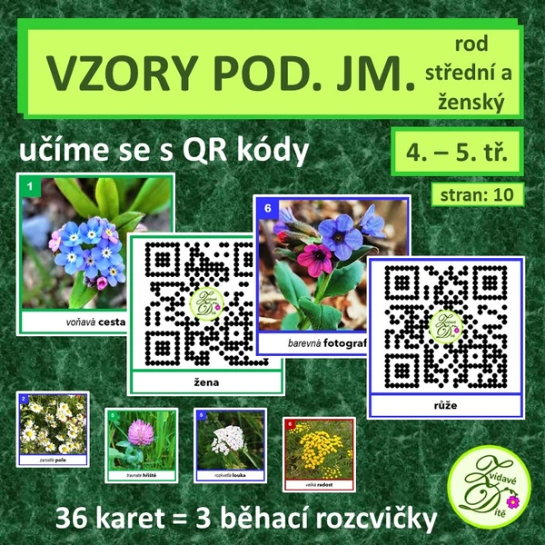 Vzory podstatných jmen s QR kódy