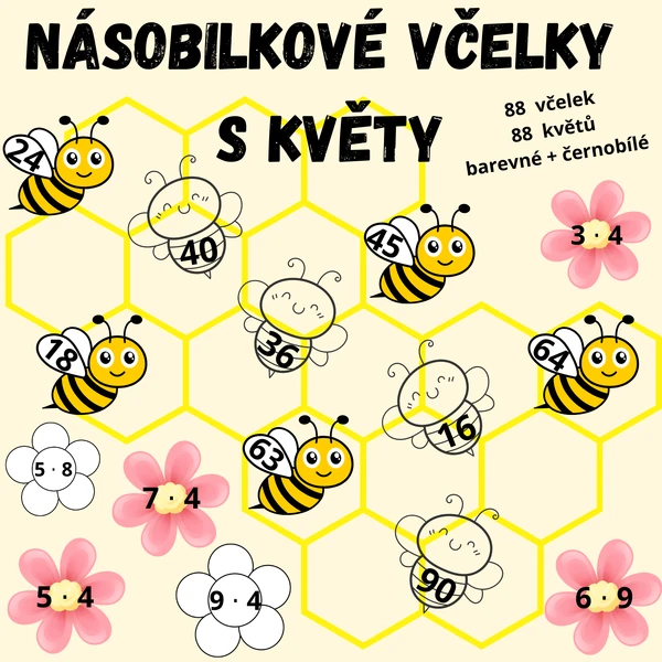 Násobilkové včelky s květy