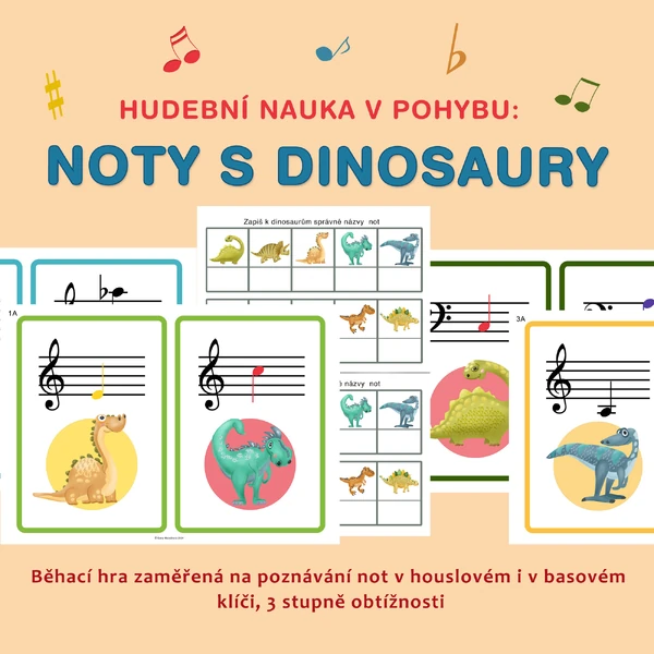 Hudební nauka v pohybu: Noty s dinosaury