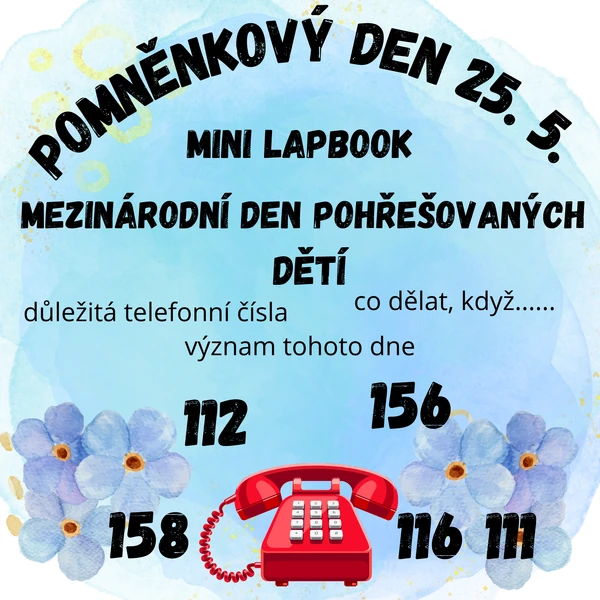 Pomněnkový den - Mezinárodní den pohřešovaných dětí - mini lapbook