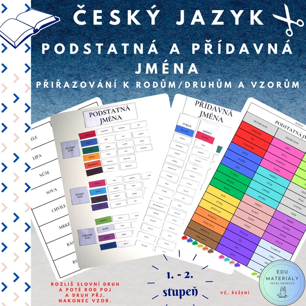 Podstatná a přídavná jména - přiřazovačka