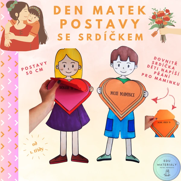 Den matek - postava se srdíčkem pro maminku
