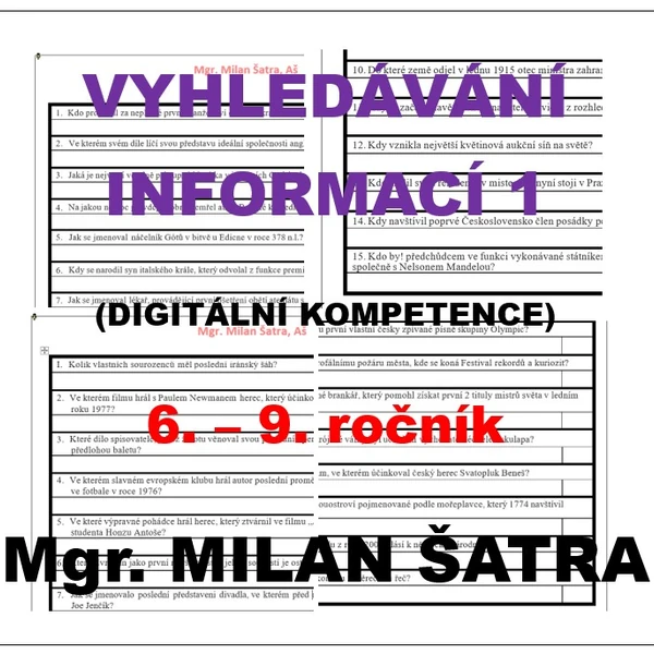 VYHLEDÁVÁNÍ INFORMACÍ 1 - digitální kompetence