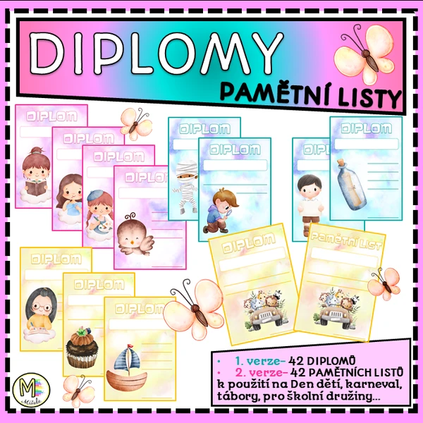 DIPLOMY, PAMĚTNÍ LISTY