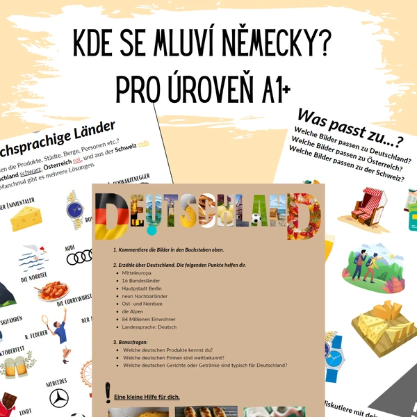 Kde se mluví německy? Pracovní listy DACH