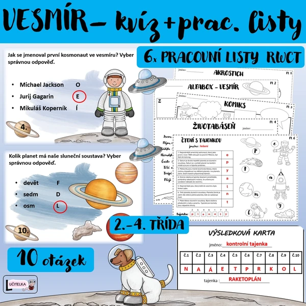 VESMÍR - KVÍZ + PRACOVNÍ LISTY RWCT