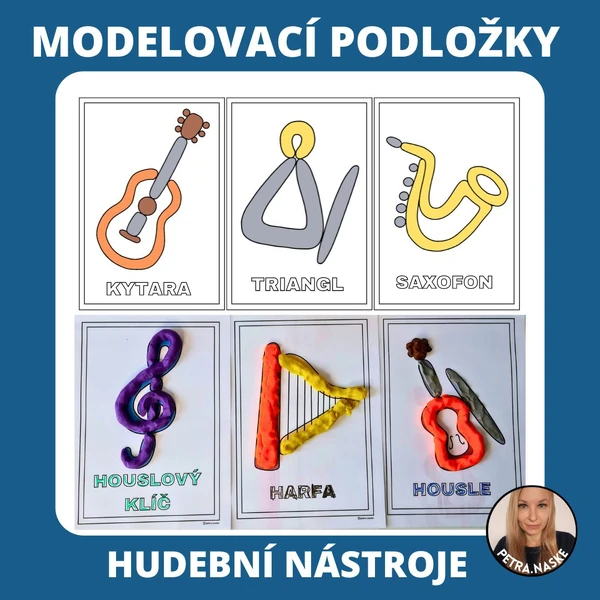 Hudební nástroje - modelovací podložky (omalovánky)