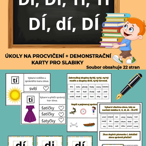Procvičování di/dí ti/tí vhodné pro 1. třídu 