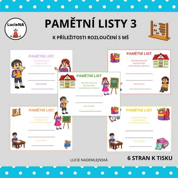 PAMĚTNÍ LISTY DO MŠ 3