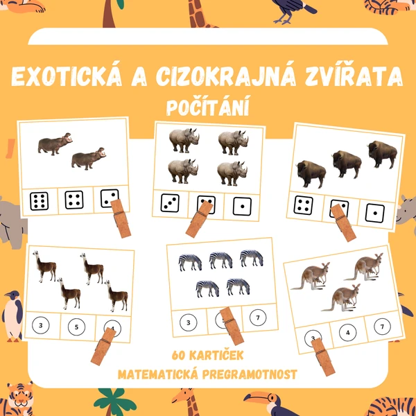 EXOTICKÁ A CIZOKRAJNÁ ZVÍŘATA - počítání