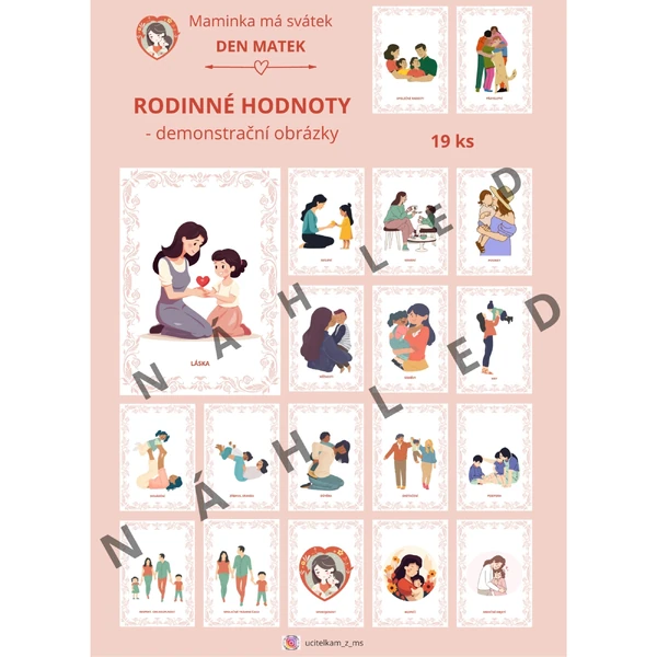 RODINNÉ HODNOTY - demonstrační obrázky (19 ks, formát A4) - rodina, maminka